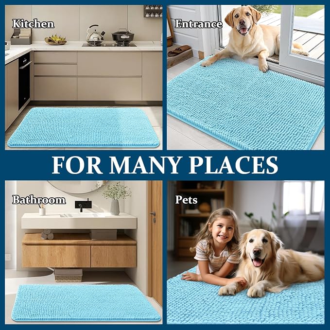 OLANLY Dog Door Mat for Muddy Paws 40x32, Super Absorbent Chenille Mud Mat | - Image 8