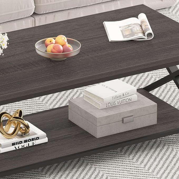 HSH Gray Storage Coffee Table, Modern Center Table - Image 6