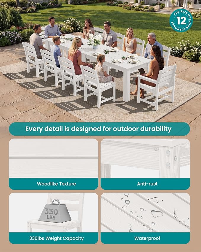 SERWALL HDPE Dining Set for 10 – 2 Tables, 8 Armless + 2 Armchairs. Includes 10 - Image 2