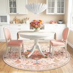 RELEANY Washable Area Rug, Round 6ft, Water Repellent, Pet Friendly, Vintage - Image 3