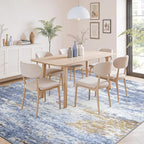 5x7 Area Rug for Living Room, Abstract Washable Non-Slip Rugs, Light Blue | - Image 3