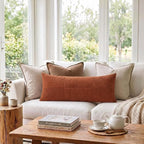 Fancy Homi Set of 2 Rust Boho Long Lumbar Body Decorative Throw Pillow Cover - Image 2