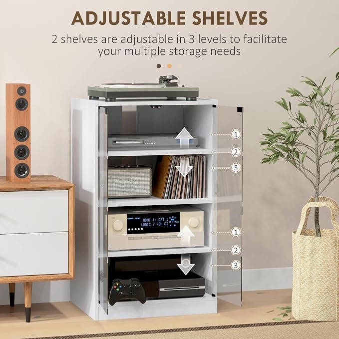 HOMCOM Media Cabinet, 4-Tier Stereo Cabinet - Image 4