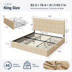 Allewie Upholstered King Size Platform Bed Frame - Image 2