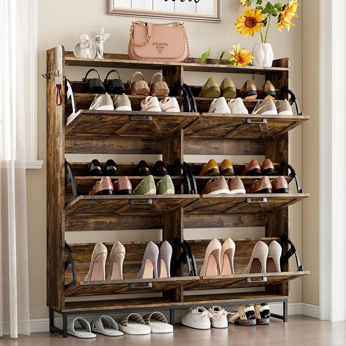 BORNOON Shoe Cabinet with 6 Flip Drawers Narrow Shoe Storage Cabinet Organizer - Image 3