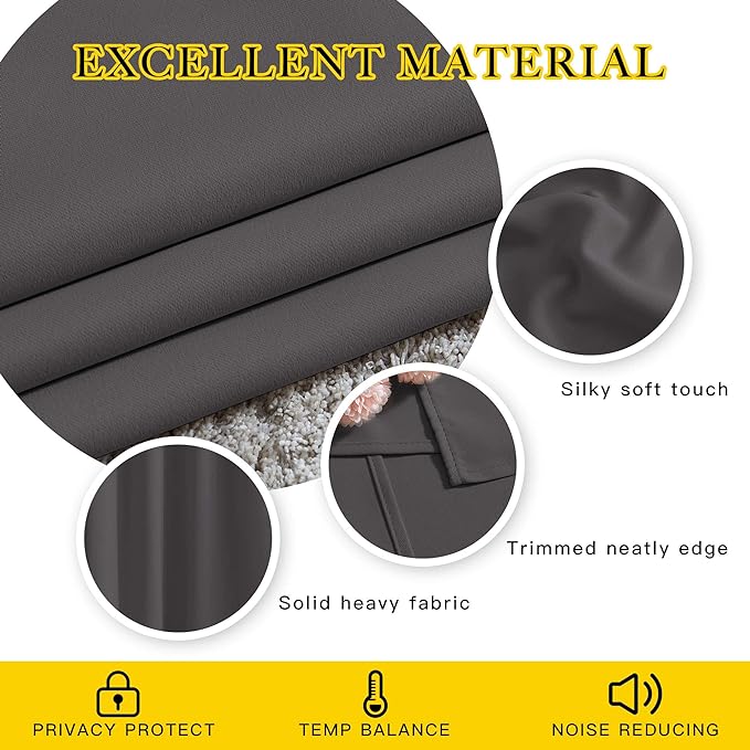 NICETOWN Grey Blackout Curtains 102 inches Long, Grommet Thermal Insulated - Image 4