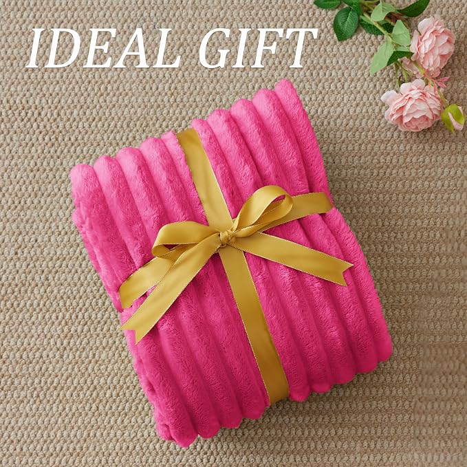 BEDELITE Ribbed Twin Blanket for Couch & Bed, Hot Pink, Warm Yet Lightweight - Image 6