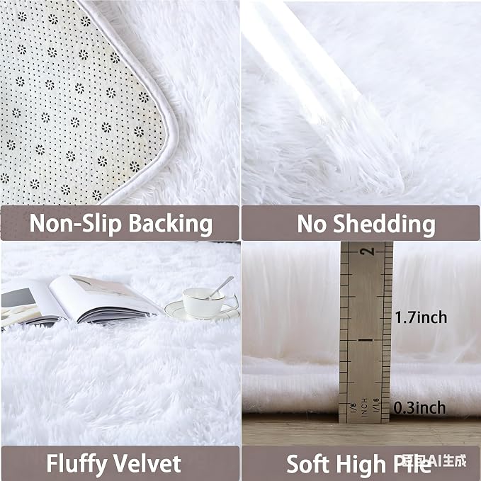 8x10 Area Rug Fluffy Shaggy Ultra Soft Faux Fur Non-Slip Machine Washable Carpet - Image 6
