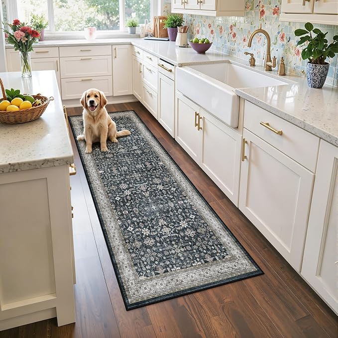 Hallway Runner Rug 2x6 for Bedroom Kitchen | Low Pile; Non Slip; Stain - Image 3