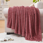 BEDELITE Ribbed Jacquard Brick Dust Fleece Twin Blanket by BEDELITE
