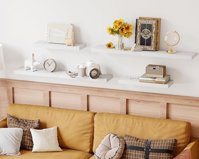 Fixwal White Shelves, 15.7in Floating Shelves, Farmhouse Shelf Wall Decor - Image 6