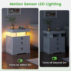 HNEBC Night Stand Set 2 with Gun Drawers, Farmhouse Nightstand with Charging - Image 5