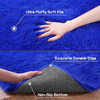 Pionblank Fluffy Runner Rugs for Bedroom 2x6, Royal Blue | Modern Shaggy Area - Image 5