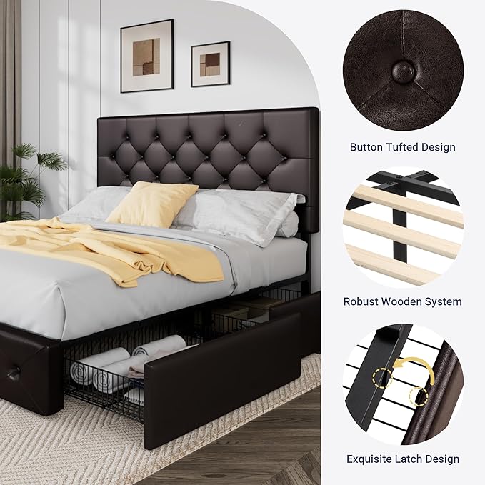Allewie Upholstered Queen Size Platform Bed Frame - Image 6