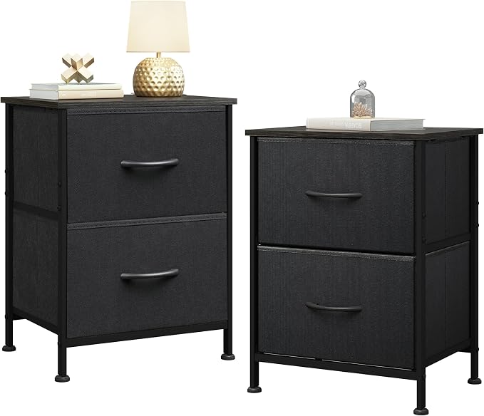 WLIVE Black Nightstand Set of 2, Night Stand - Image 8
