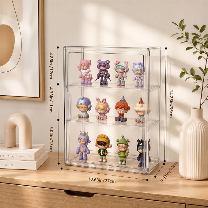 Attelite Acrylic Display Cases for Collectibles, 2 Pack 3 Layer Clear Display - Image 2