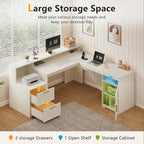 YOMILUVE 63" Farmhouse L Shaped Executive Desk - Image 4