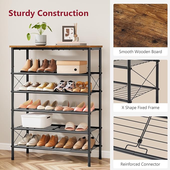 Tajsoon 6 Tier Free Standing Shoe Rack - Image 5