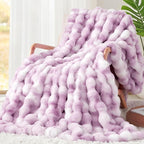 Luxury 1000GSM Faux Rabbit Fur Throw Blanket by TOUCHAT