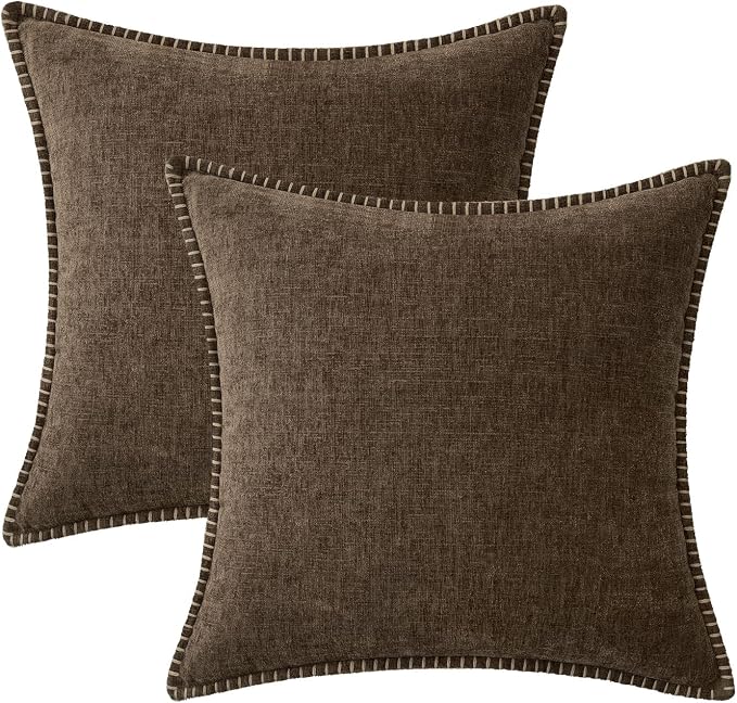 MIULEE Decorative Couch Throw Pillow Covers 18x18 Inch Brown 2 Pack | Farmhouse - Image 8