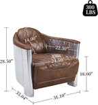 Art Leon Genuine Leather Accent Chair, Mid Century Industrial Armchair - Image 3