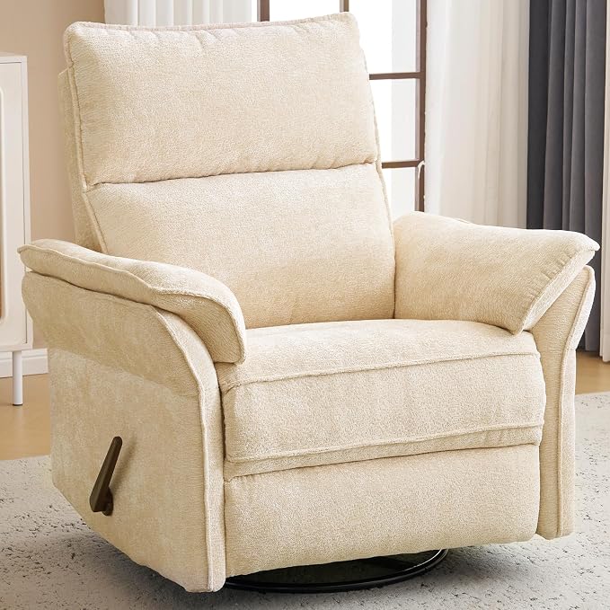 Oversized Recliner Chair, Chenille Glider Rocking Nursery Chair by Rhevoy