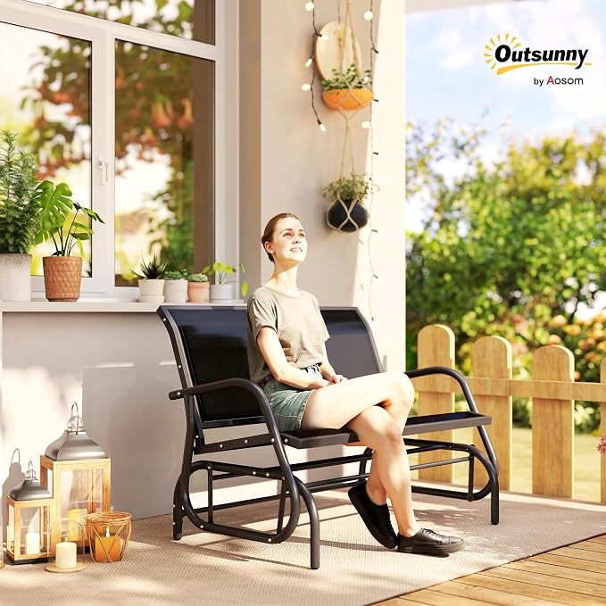 Outsunny 2-Person Outdoor Glider Bench, Patio Double Swing Rocking Chair - Image 2