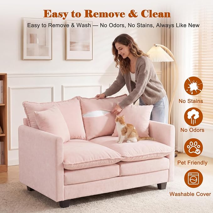 Loveseat Sofa Cloud Sofa Couch 50'', Modern Loveseats 2 Seat Couch 27" Deep Seat - Image 4