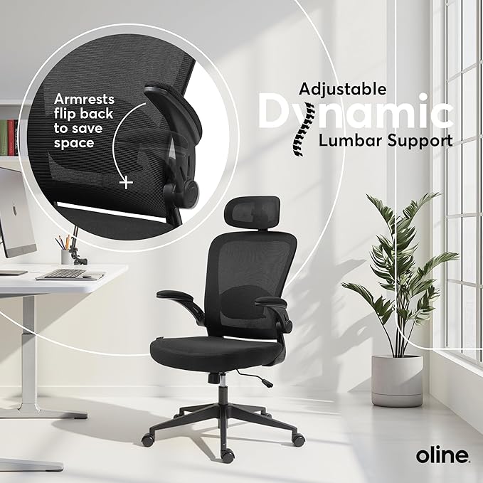 Oline ErgoAir Ergonomic Office Chair – Adjustable Lumbar Support, Flip-Up - Image 6