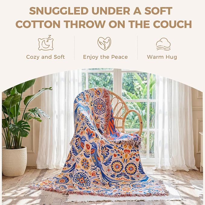 LUTBM Boho Throw Blanket for Couch Sofa Chair Cotton Summer Blankets for - Image 5