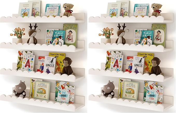 Shario Nursery Book Shelves, Scalloped Shelves, Wall Book Shelves by Shario