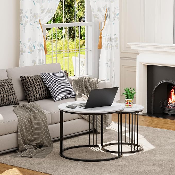 Garden 4 you Coffee Table Faux Marble Nesting Table - Image 4