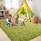6x9 Large Green Fluffy Soft Area Rug Non-Slip - Image 4