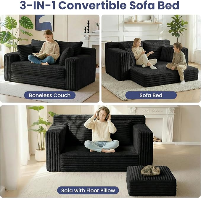 3-in-1 Convertible Sofa Bed: Boneless Loveseat Sleeper & Folding Couch Bed - Image 3