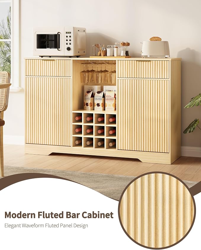 55" Fluted Wine Bar Cabinet - Image 3