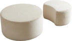 Modern Nesting Coffee Table Set of 2 in Beige, Upholstered Round Living Room - Image 3