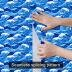HOMETITUTE Ocean Blue Wave Pattern Wallpaper Peel and Stick Self Adhesive Vinyl - Image 3