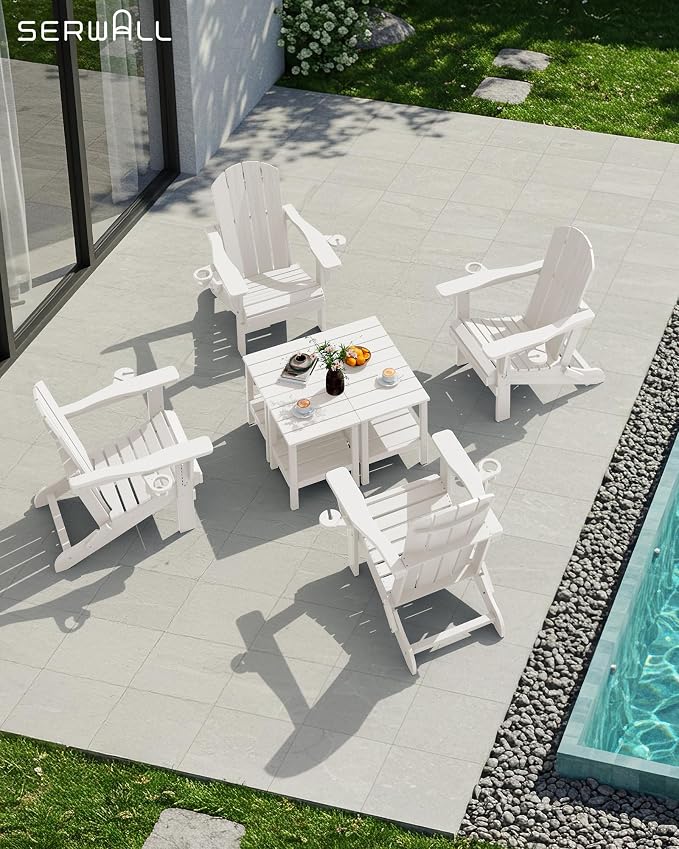SERWALL 2-Tier HDPE Outdoor Side Tables Set of 4, Weatherproof Rectangular - Image 8