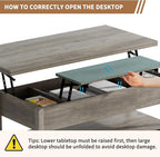 SYESWAY 42'' Lift Top Coffee Table, 4-in-1 Multifunctional Lift Coffee Table - Image 7