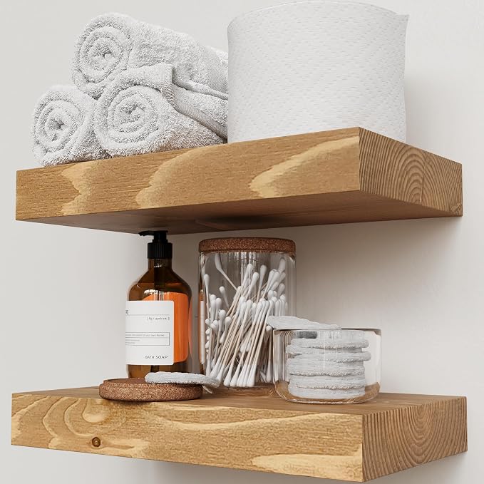 BAOBAB WORKSHOP Natural Wood Floating Shelves by BAOBABWORKSHOP