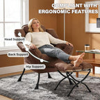 MBOOYOME Lazy Chair with Folding Ottoman, Modern Accent Armchair with Armrests - Image 7