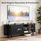 58" Mid Century Modern TV Stand, Wood TV Consoles - Image 3