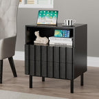 UEV Mid Century Modern Fluted Nightstand Set of 2, 2 Drawers End Table - Image 7