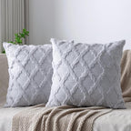 Set of 2 Soft Moroccan Throw Pillow Covers 20x20 Inch Plush Boho Decorative by Cozoomy
