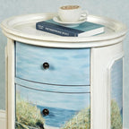 Ocean View Coastal Oval Side Cabinet | Handpainted Beach Scene - Image 4
