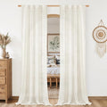 Cream 80 inch Linen Curtains for Doorway, Semi Sheer Drapes | Light Filtering by LAMIT
