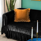 GLORY SEASON Velvet Sofa Cover Soft Decorative Luxurious Solid Exquisite Ruffle - Image 7