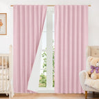 Pink 100% Blackout Linen Curtains 84 Inch by LAMIT