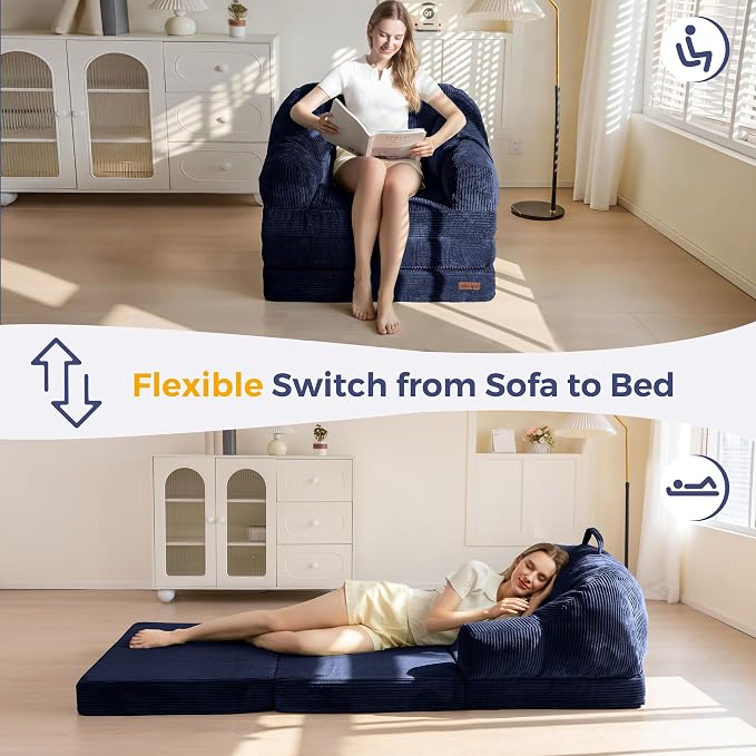 MAXYOYO Folding Sofa Bed with Backrest, Boneless Fold Out Couch Bed with Handle - Image 3