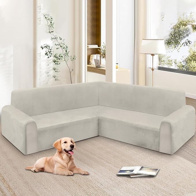 HDCAXKJ Corner Sectional Couch Covers Velvet Stretch L Shape Sofa Cover Soft - Image 6